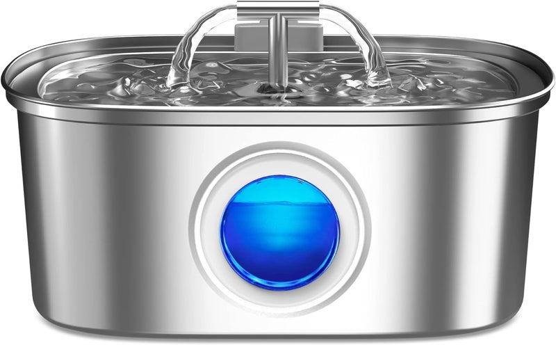 Rellaty Cat Water Fountain Stainless Steel: 108oz/3.2L Automatic Pet Water Fountain Dog Water Dispenser with Water Level Window - for Cats Inside - Image 1